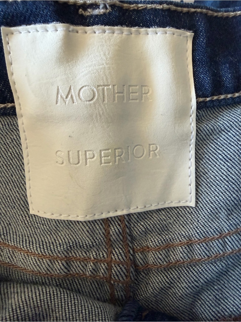 MOTHER High Rise Wide Leg Jeans in Dark Indigo with Contrast Cuffs - Picture 11 of 15